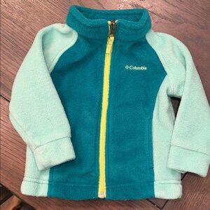Columbia Aqua and Light Green Fleece Zip Jacket 6/12 Month
